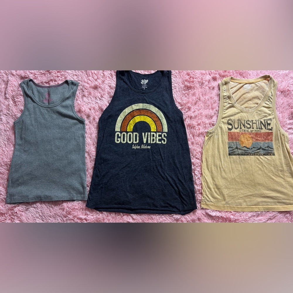 Blue 84 Black Tank Top with Rainbow Graphic